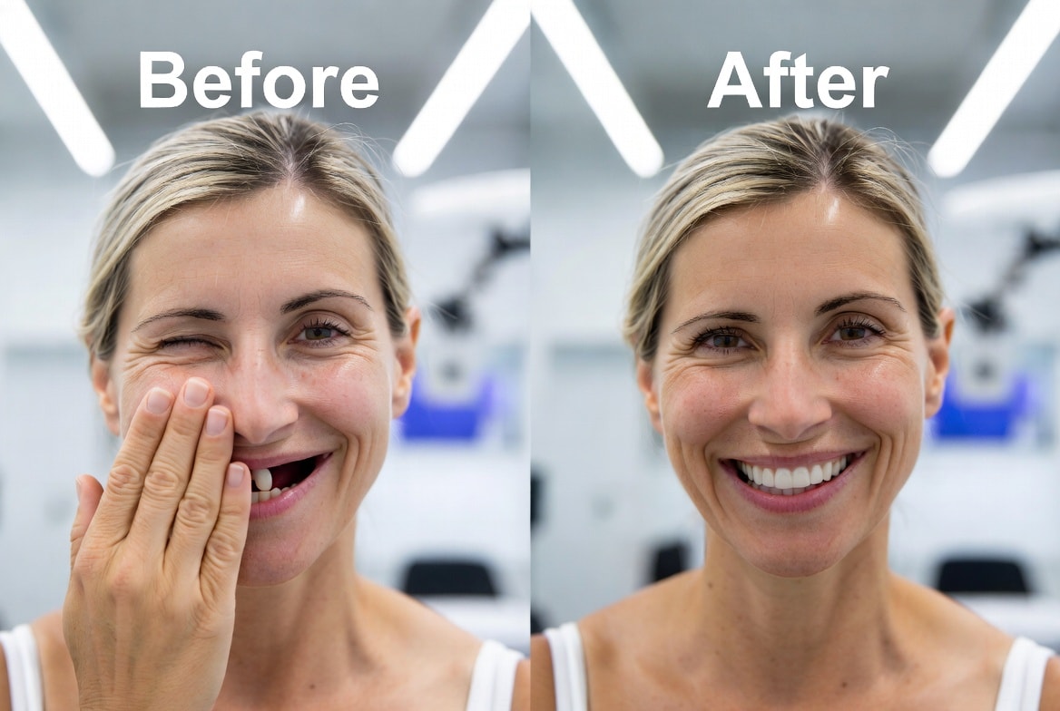 Dental implant before and after results — Carrollwood Smiles, Tampa FL
