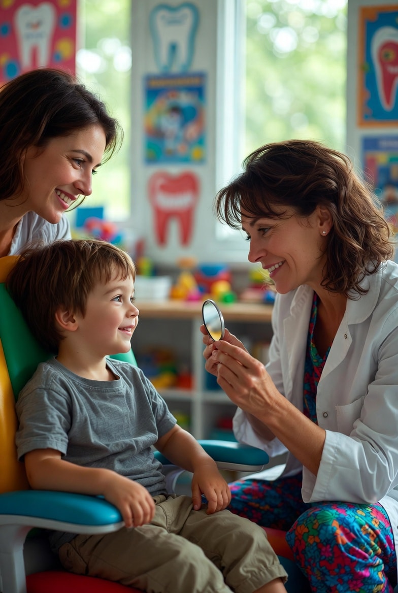 Pediatric dentist with young patient — Children's Dentistry at Carrollwood Smiles, Tampa FL