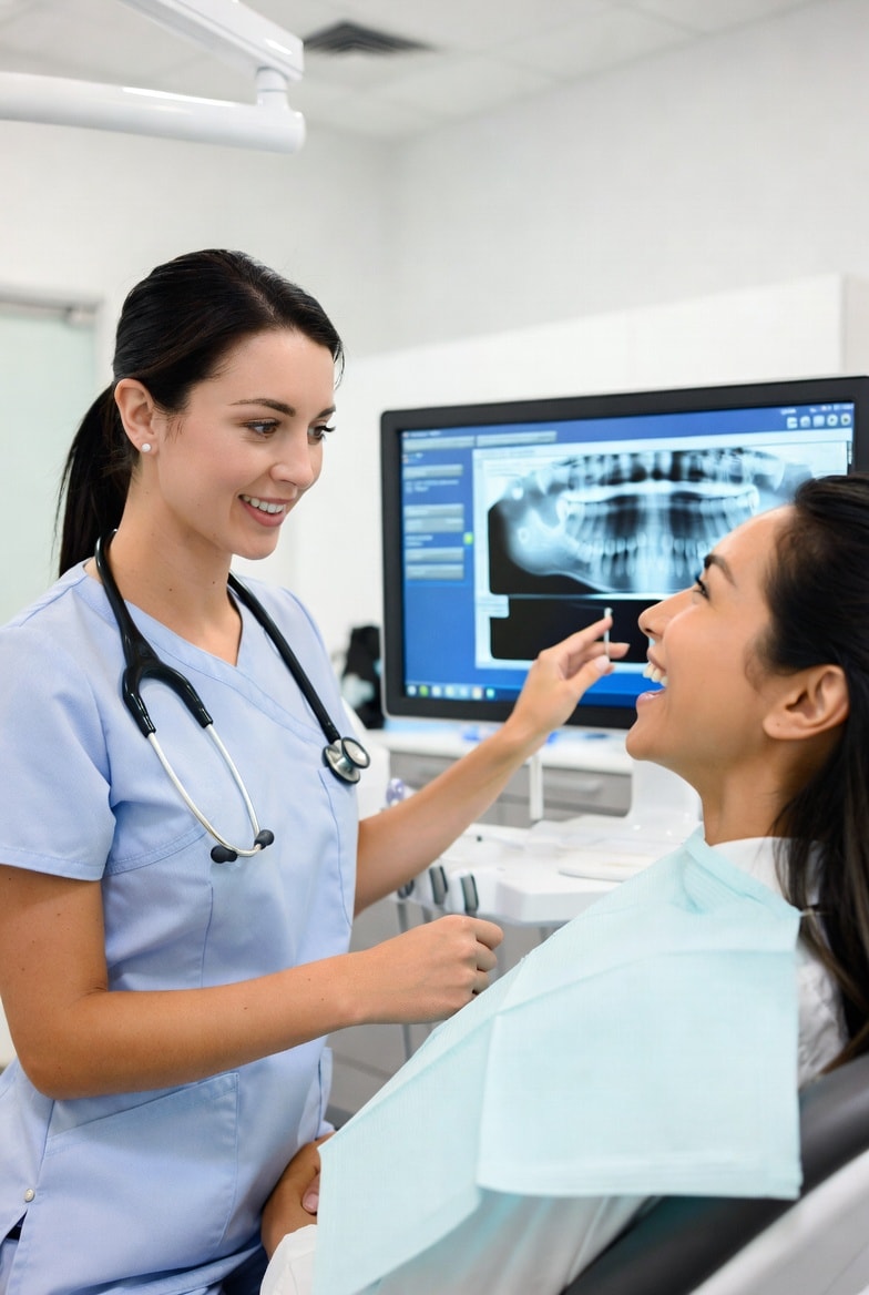 Dentist reviewing dental X-rays with patient — Preventive Care at Carrollwood Smiles, Tampa FL