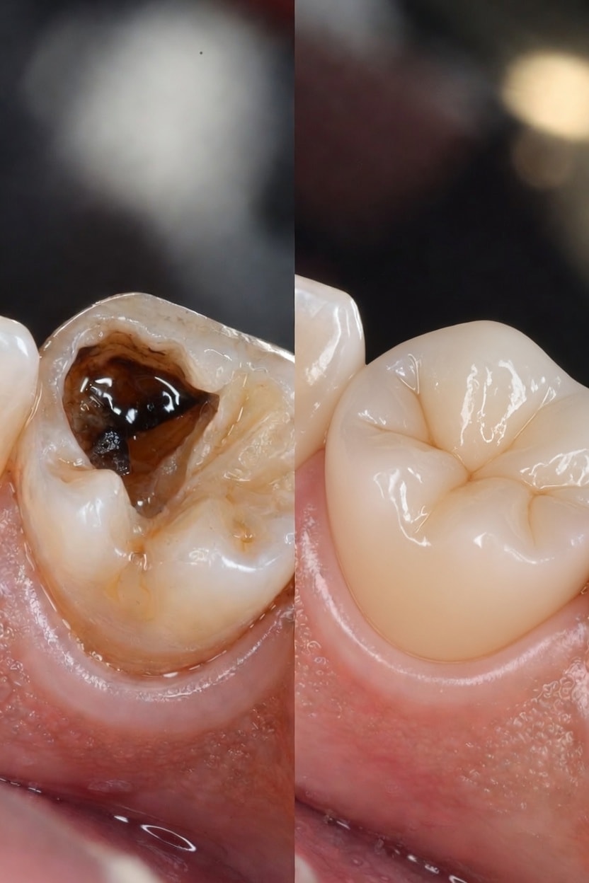 Before and after tooth restoration — Restorative Dentistry at Carrollwood Smiles, Tampa FL